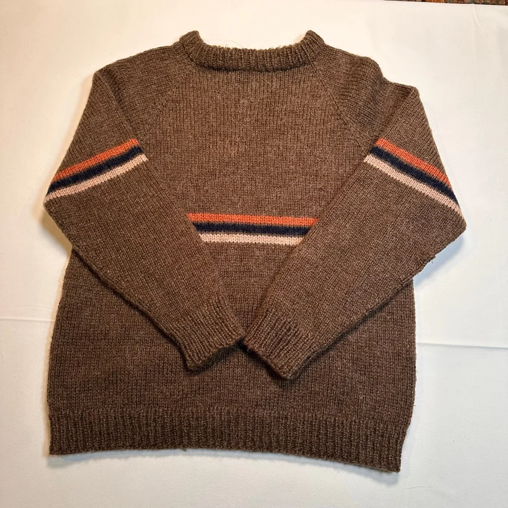 Handmade | Recycled Wool Blend Stripe Sweater | Earthtone Heritage Knit | M - Picture 2 of 7